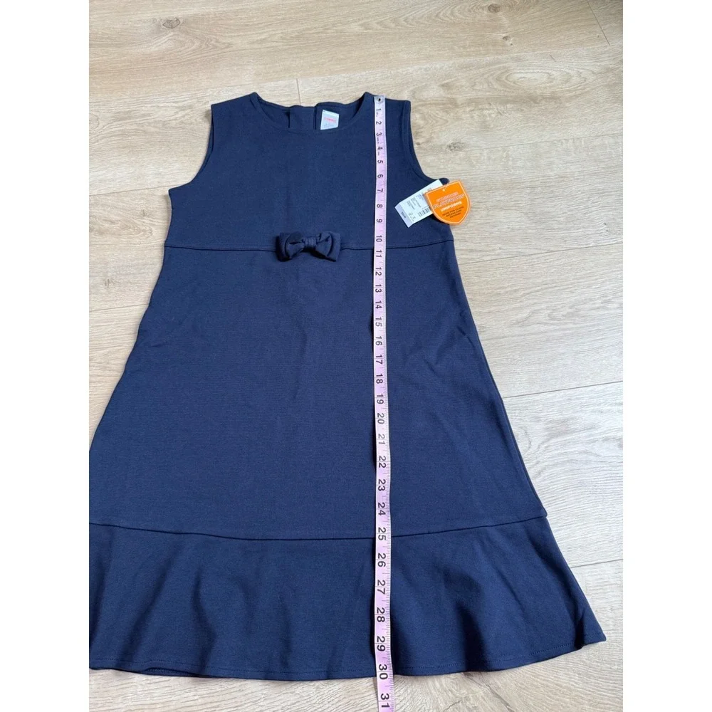 NWT Kids Girls Uniform Gymboree sleeveless bow ruffle jumper dress blue size 12